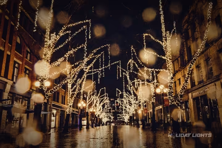 Christmas Cityscape Lights Decoration - Municipal Christmas lights installation in Massachusetts