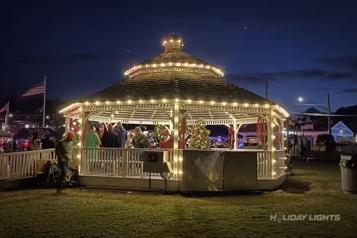Town Square Gazebo C9 Decoration - Municipal Christmas lights installation in Massachusetts